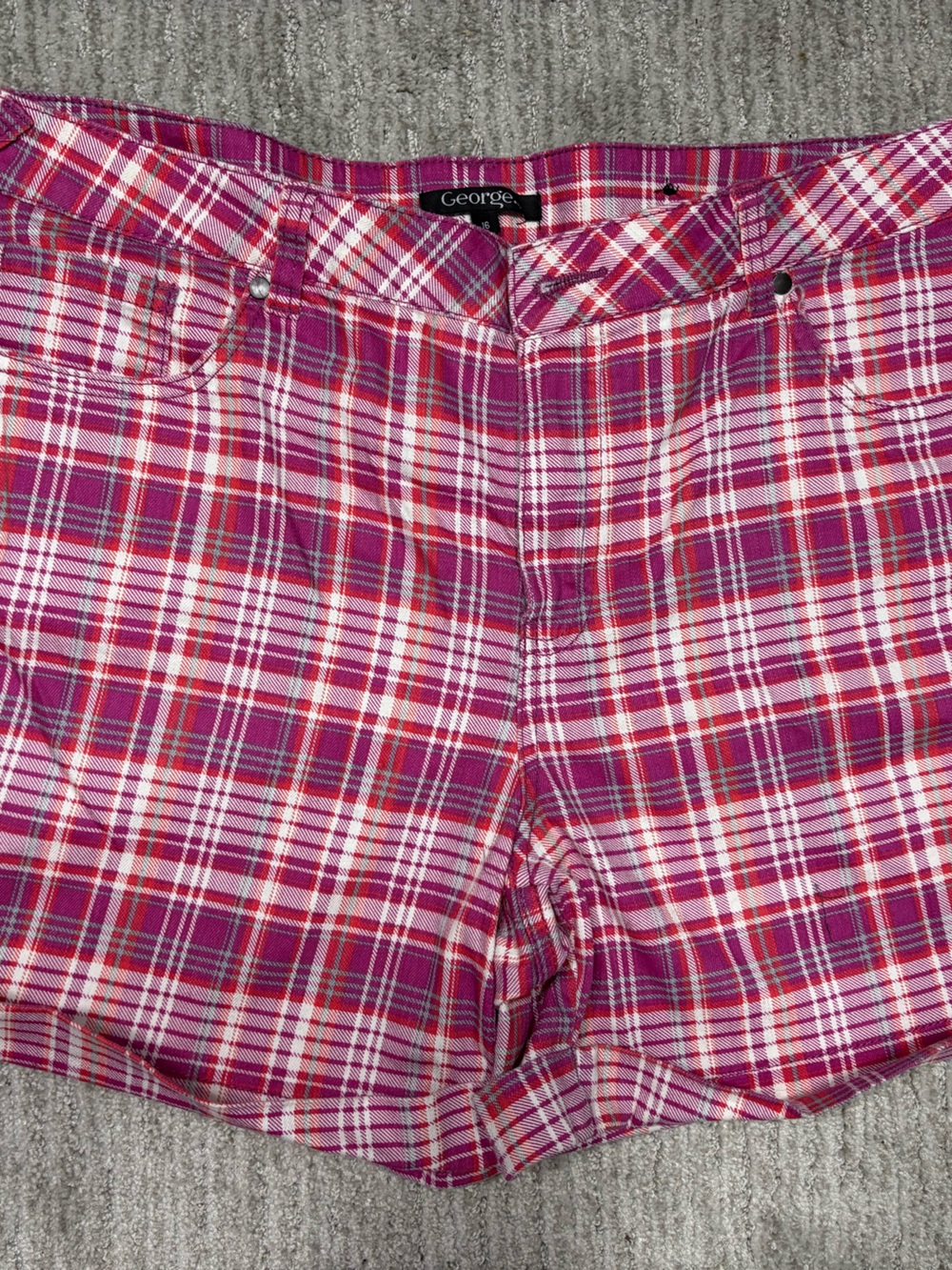 George Pink, Purple and White Plaid Shirt